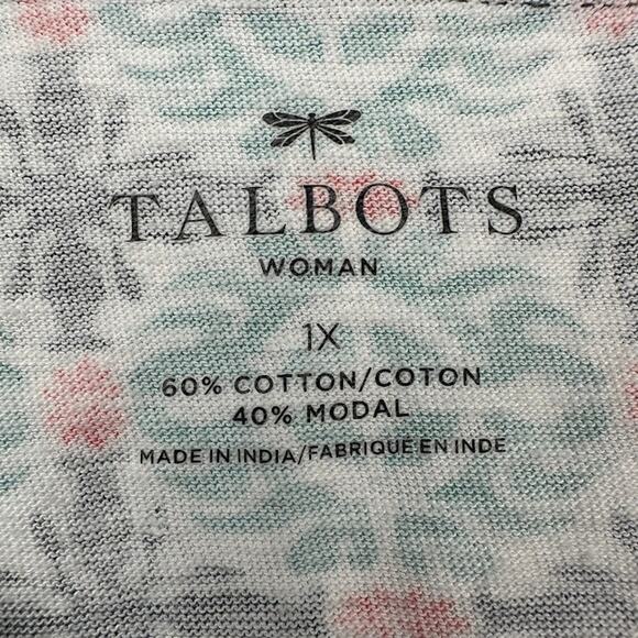 Talbots Top Womens 1X Navy 3/4 Length Sleeve Stretch Preppy Beach Career Comfort - Picture 7 of 12